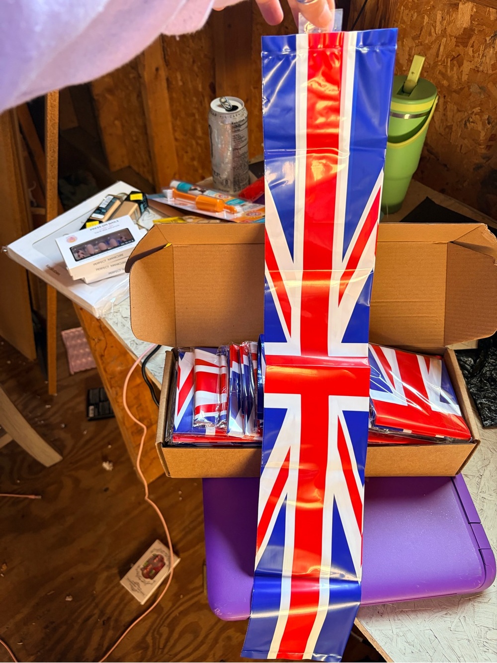 Union Jack Plastic Party Table Runner - Red, White & Blue